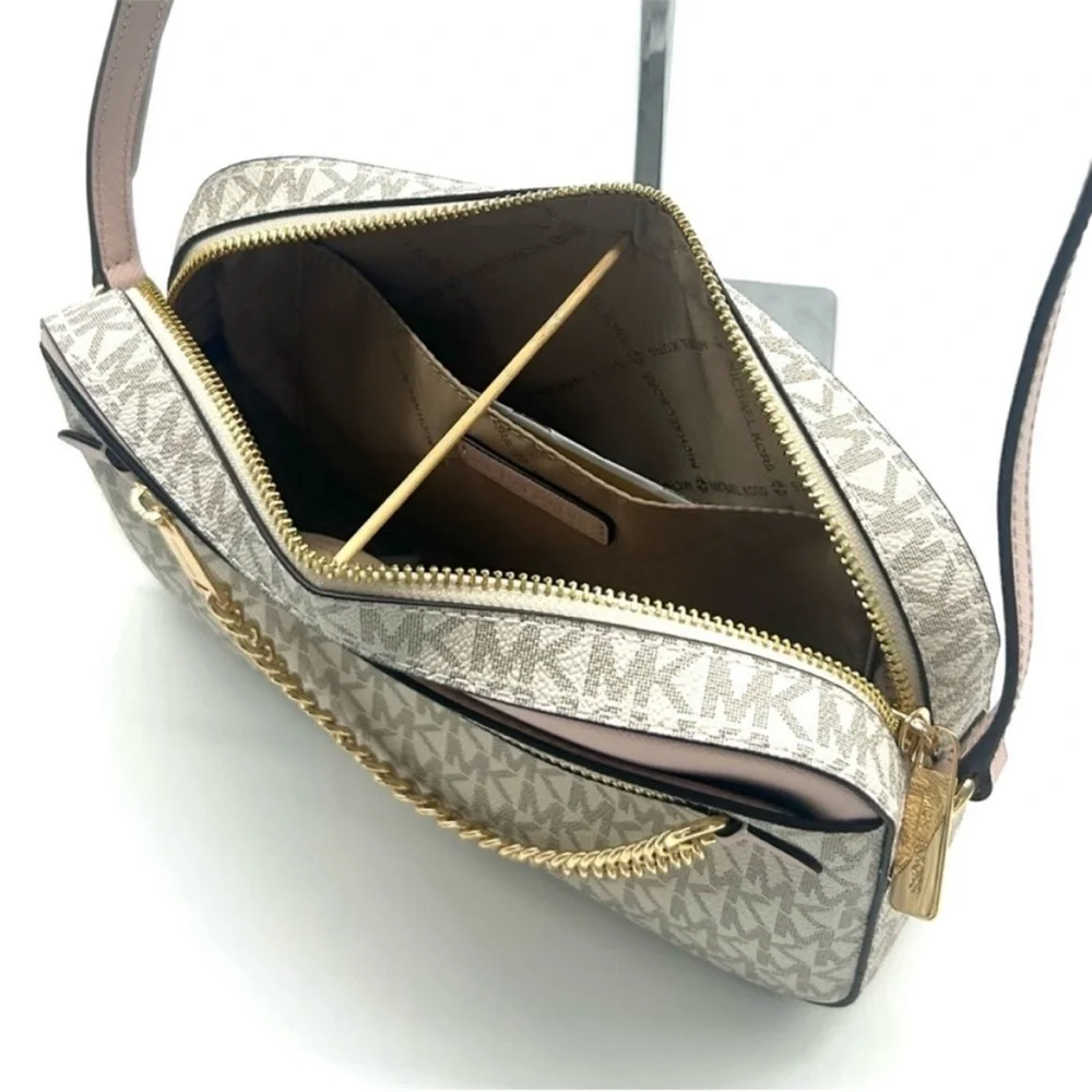 Michael Kors Jet Set LG Signature Logo Crossbody Bag & Matching Trifold Wallet - Picture 7 of 14